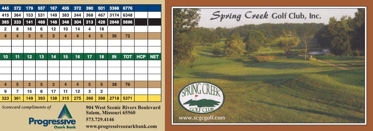 Page 2 of the scorecard for SCGC